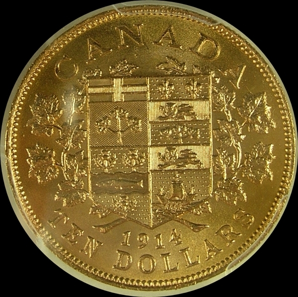 1914 Canada $10 Gold Canadian Gold Reserve MS63 PCGS - VDB Coins