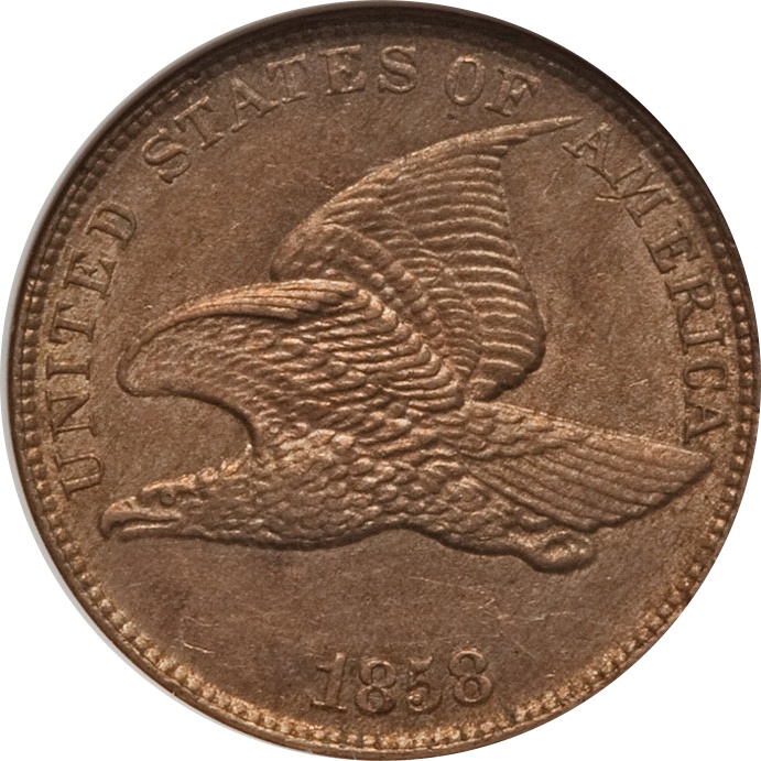 1858 Large Letters Flying Eagle Cent MS61 NGC - VDB Coins