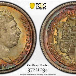 Great Britain One Shilling 1s 1817 Overdate! Gorgeous Toned MS66 PCGS S-3790 var