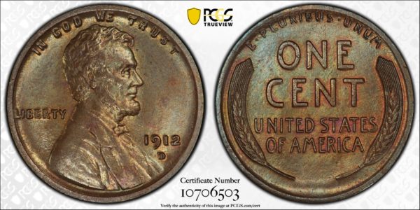 1912-D Cent Glossy MS64BN PCGS Ex: Abe's Coloring Book