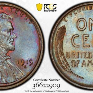 1919-S Cent, Appealing MS65BN PCGS, Ex: 'Abe's Coloring Book'