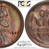 1923-S Cent Lovely Toned MS64BN PCGS, Ex: 'Abe's Coloring Book'