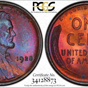 1928 Lincoln Cent Stunning MS65BN PCGS, Pop 5/0, Ex: 'Abe's Coloring Book'