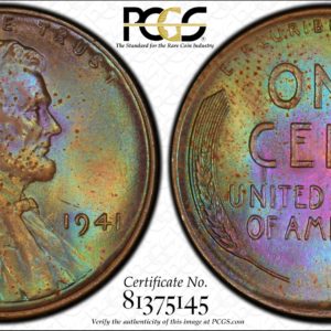 1941 Lincoln Cent, Pretty 'Jade Amber' MS64BN PCGS, Ex: 'Abe's Coloring Book'