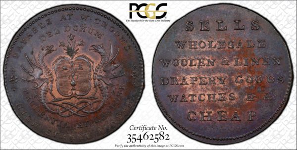 Scotland ND Halfpenny Conder Token, Angusshire, Dundee, Crooms Dragons-Sells MS62BN PCGS