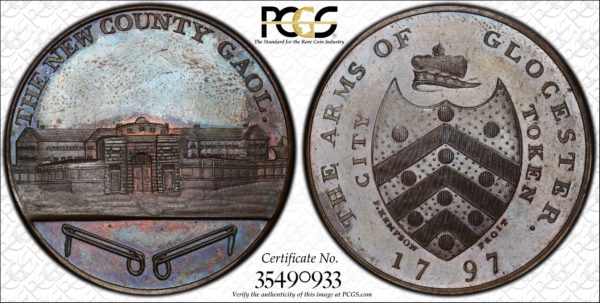 Great Britain 1797 One Penny Token Gloucestershire, Gloucester, New County Gaol DH-10 MS64BN PCGS