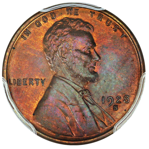 1928-S Lincoln Cent MS64RB PCGS CAC Elusive Date