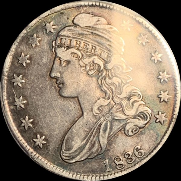 1836 Capped Bust Half, Early-State 50/00, O-116, R.2, VF35 PCGS Nice for Grade