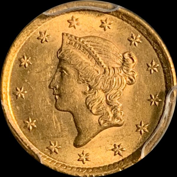 1852 Gold Dollar, Golden-Orange MS63 PCGS