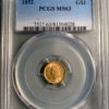1852 Gold Dollar, Golden-Orange MS63 PCGS