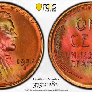 1954-S Lincoln Cent Amazing Fireball Blazer From an Original Roll MS66RB PCGS