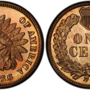 1886 Variety 1 Indian Cent, Lovely Toned PR66RB PCGS CAC With Trueview
