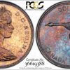 Canada 1967 Silver Dollar MS64 PCGS Flying Goose, Gold and Purple Toning, One-Year Type