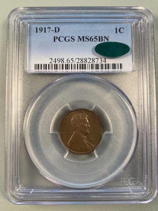 1917-D Cent MS65BN PCGS CAC, High-End Gem With Great Surfaces