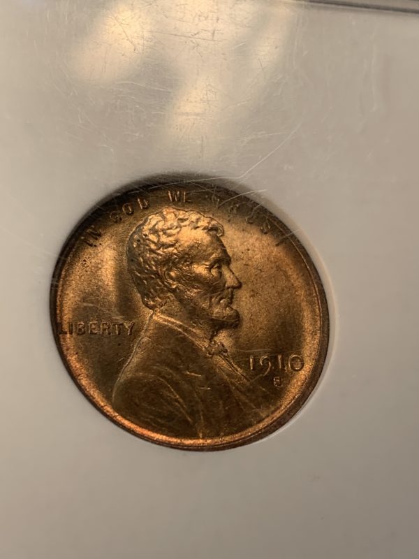 1910-S Lincoln Cent MS65RB NGC Full Red Obverse