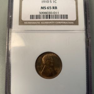 1910-S Lincoln Cent MS65RB NGC Full Red Obverse