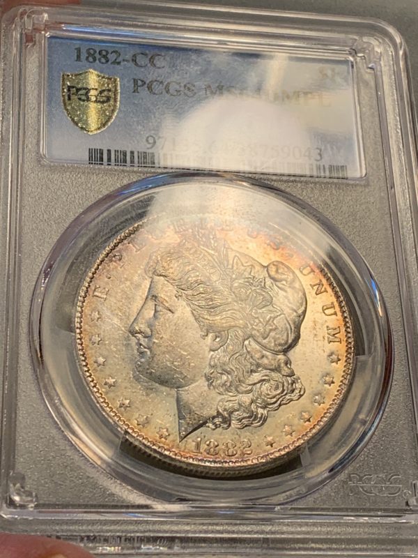 1882-CC Morgan Dollar VAM-2C MS64DMPL, Nice Hit List 40 DMPL Color Coin