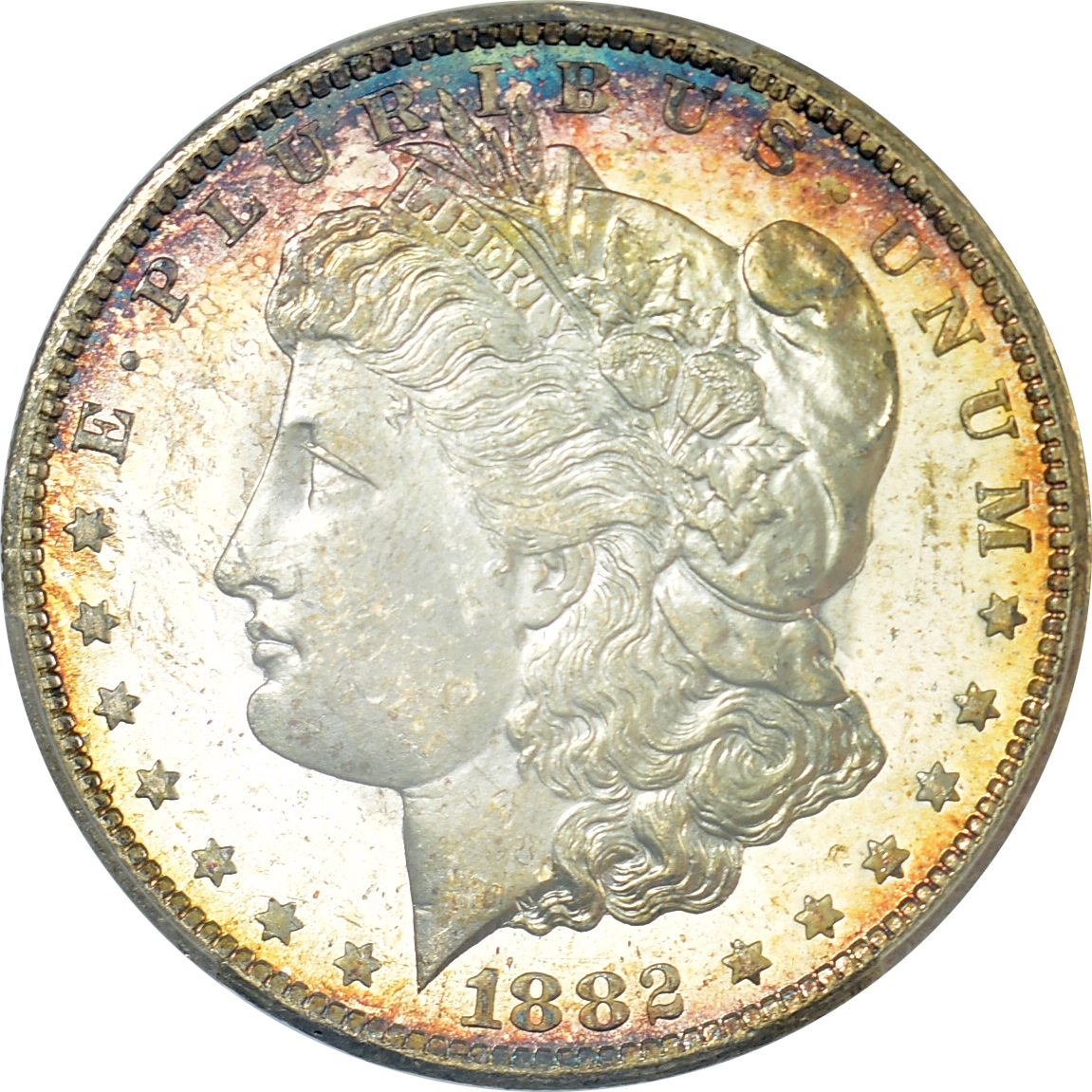 1882-CC Morgan Dollar VAM-2C MS64DMPL, Great Hit List 40 Color Coin - VDB Coins