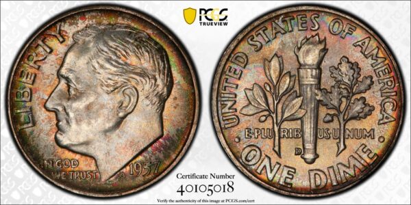 1957-D Roosevelt Dime Lovely Toned MS66 PCGS