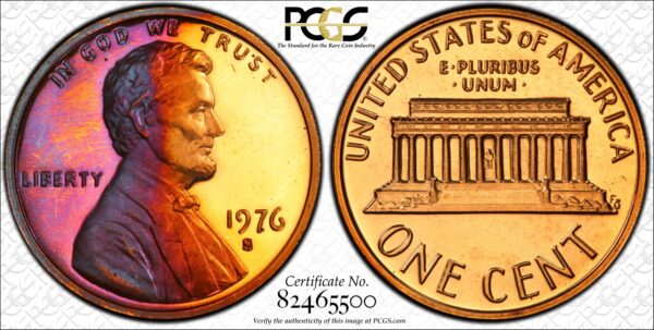 1976-S Lincoln Cent, Gorgeous PR67RB PCGS Bicentennial Cent
