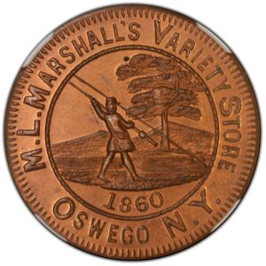 1860 Oswego NY Merchant Token ML Marshall MS65RB NGC