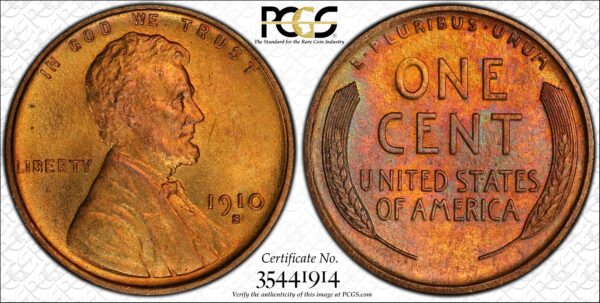 1910-S Lincoln Cent MS66RB PCGS