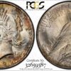 1922 Peace Dollar MS63 PCGS, Interesting End-Roll Toning