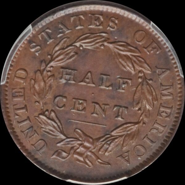 1833 Half Cent MS62BN PCGS