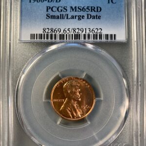 1960-D Over D Small Over Large Date Lincoln Cent MS65RD PCGS