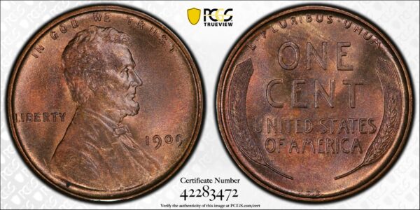 1909 VDB Cent, Doubled Die Obverse, FS-1102, MS65RB PCGS