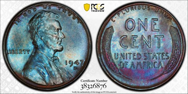 1947-D Lincoln Cent MS65BN PCGS