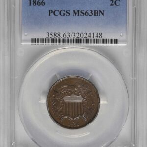 1866 Two Cent MS63BN PCGS
