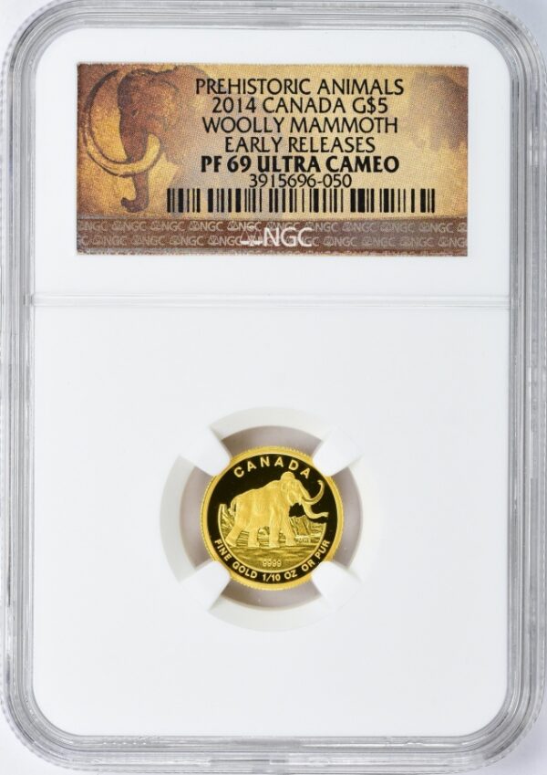 Canada 2014 Gold FIve Dollar One-Tenth Ounce Woolly Mammoth PR69UCAM NGC
