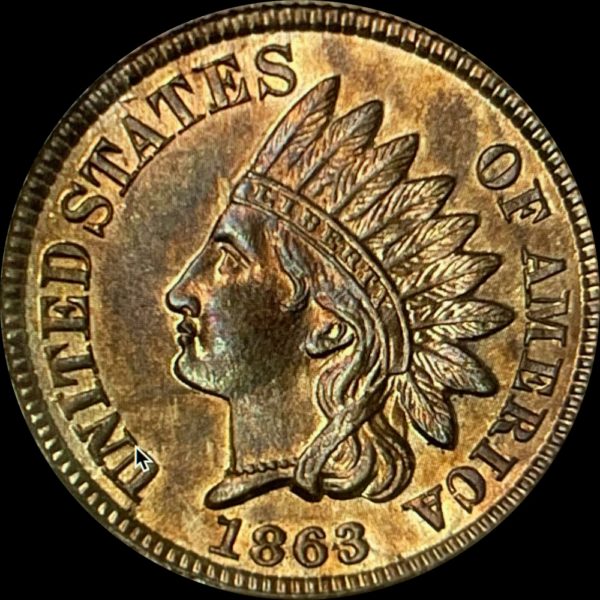 1863 Indian Cent MS63 NGC CAC
