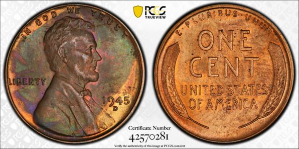 1945-D Lincoln Cent MS64BN PCGS