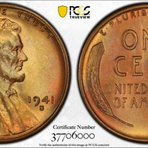 1941-S Lincoln Cent MS66RB PCGS