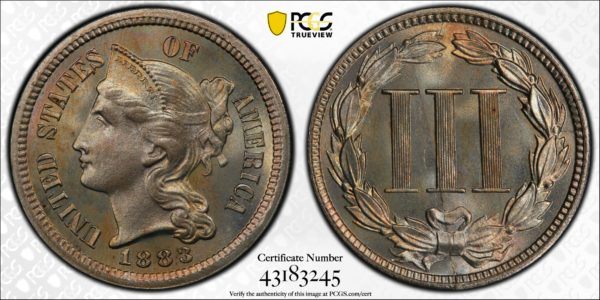 1883 Three Cent Nickel PR66 PCGS