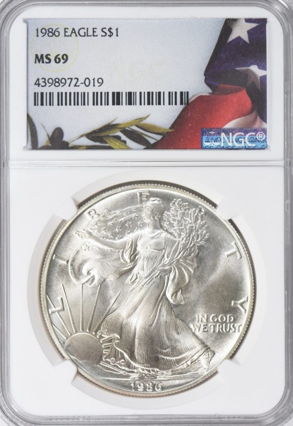 1986 American Silver Eagle MS69 NGC
