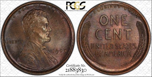 1909 Lincoln Cent MS66BN PCGS