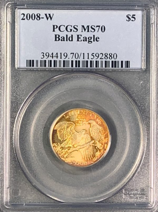 2008-W Bald Eagle Commemorative Five Dollar Gold, MS70 PCGS Ex Subway Tokens Collection