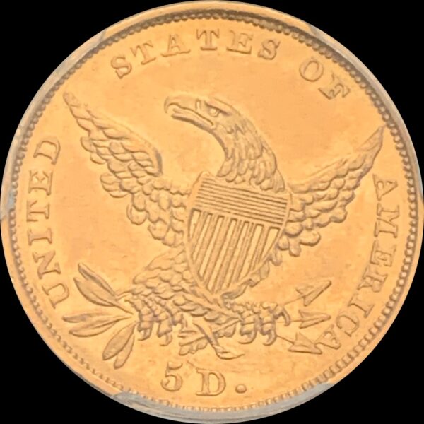 1834 Classic Head Plain 4 Five Dollar Gold, HM-8, R.4, AU55 PCGS