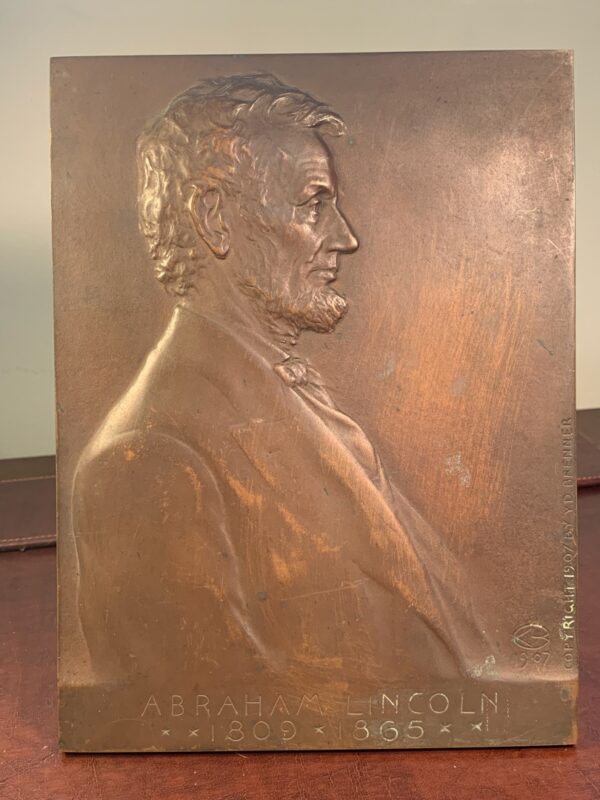 1907 Bronze Lincoln Plaque Designed by Victor D. Brenner