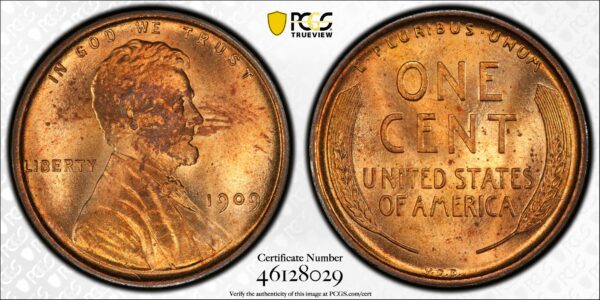 1909 VDB Lincoln Cent MS64RD PCGS