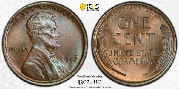 1917 Lincoln Cent MS65BN PCGS