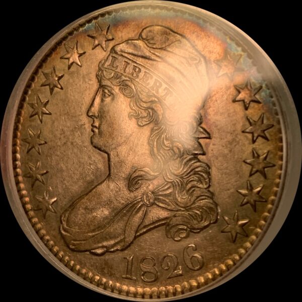 1826 Capped Bust Half, Peripherally Toned AU50 PCGS, O-113, R.3
