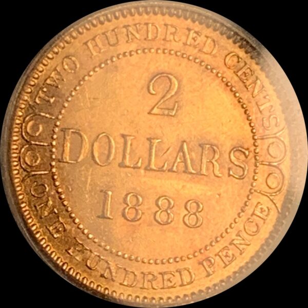 Newfoundland 1888 Two Dollar Gold, MS62 PCGS, Three Dots