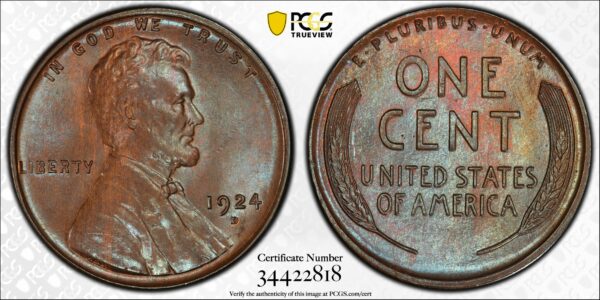 1924-D Lincoln Cent MS64BN PCGS CAC