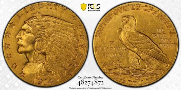 1914-D Indian Quarter Eagle Gold MS61 PCGS