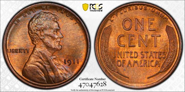1911 Lincoln Cent MS64BN PCGS