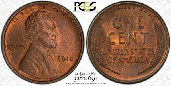 1912 Lincoln Cent MS64BN PCGS CAC